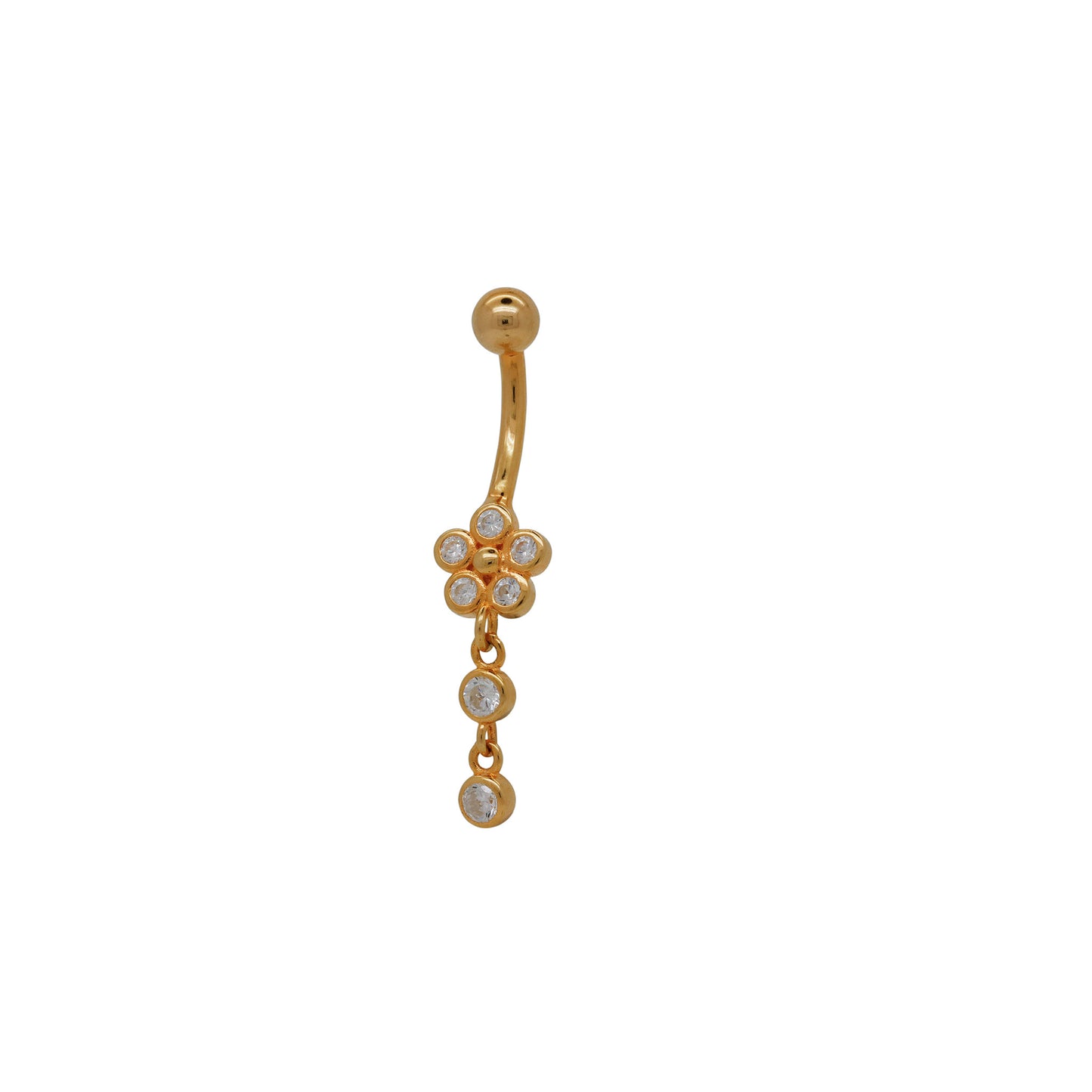 Gold Vermeil Flower Dangle Belly Ring