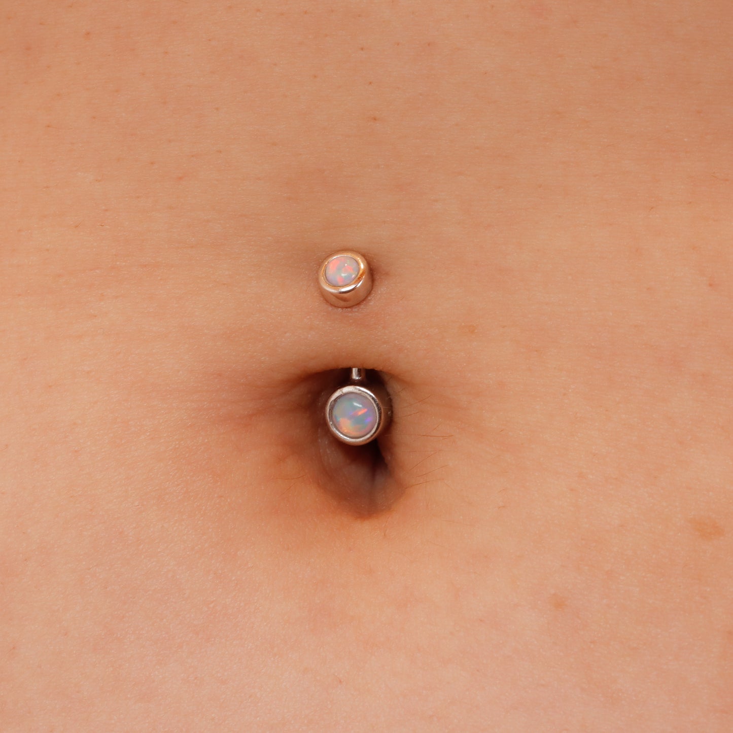 Solid 925 Silver Dainty Pink Kyocera Galaxy Opal Belly Button Ring