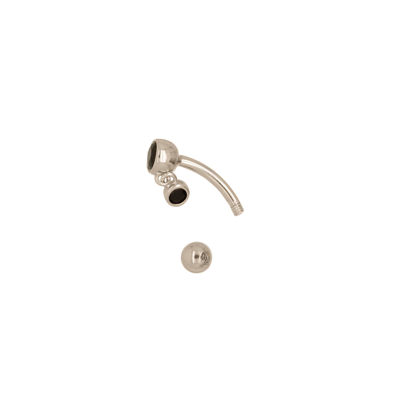 Solid 925 Silver | 16G 14G Black Petite Charm Dangle Reverse Belly Ring | 6mm 1/4" 8mm 5/16" 10mm 3/8" - Sturdy South