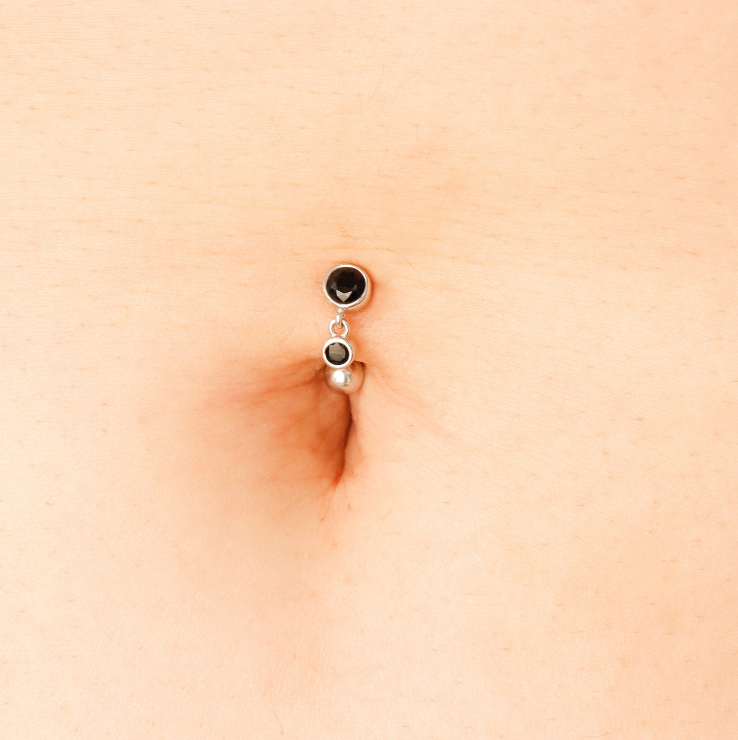 Solid 925 Silver | 16G 14G Black Petite Charm Dangle Reverse Belly Ring | 6mm 1/4" 8mm 5/16" 10mm 3/8" - Sturdy South