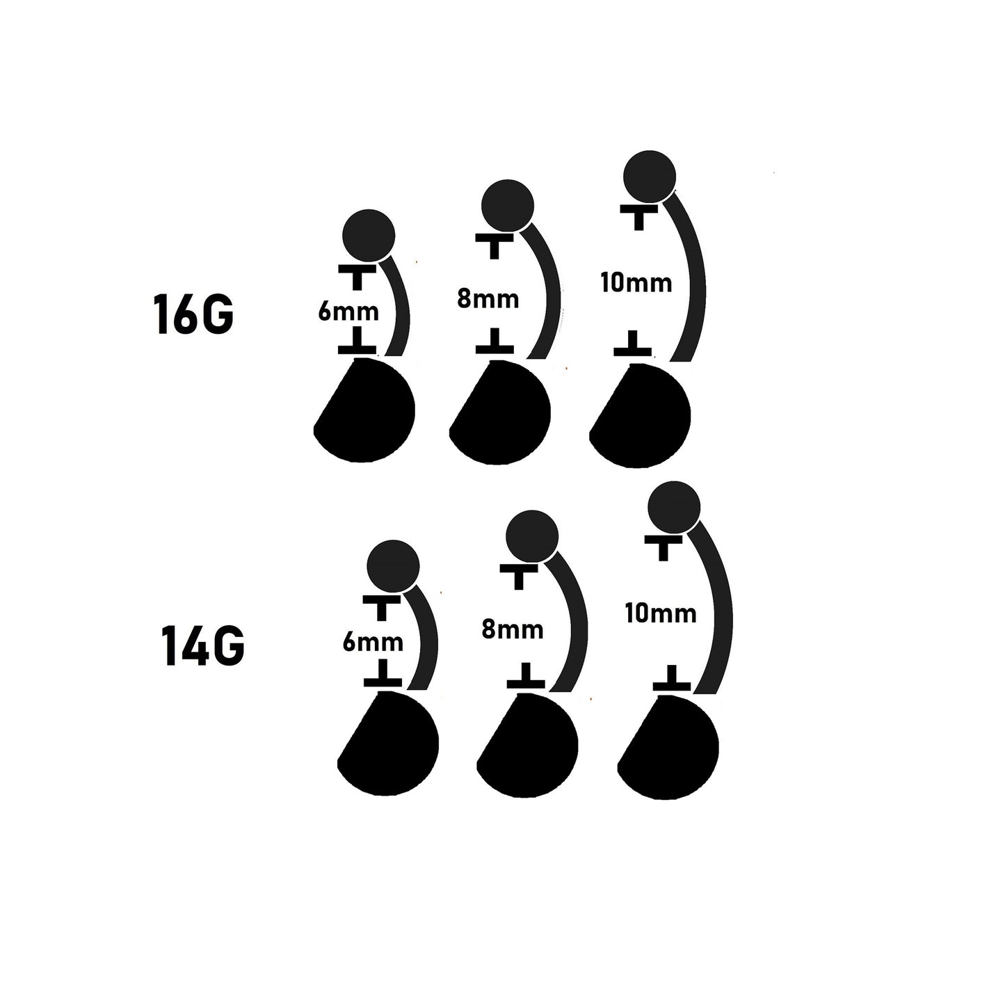 belly ring sizes