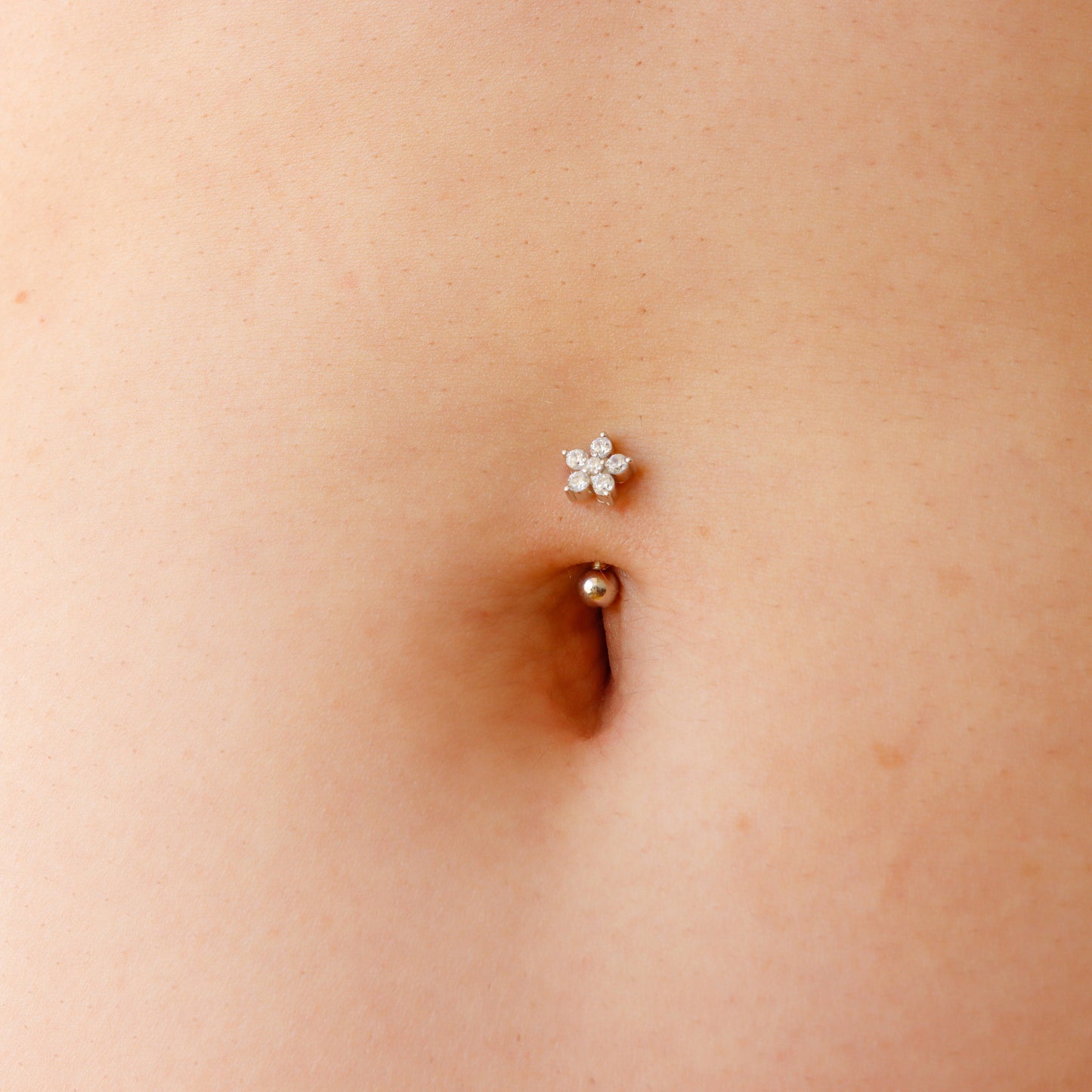 dainty flower belly button ring