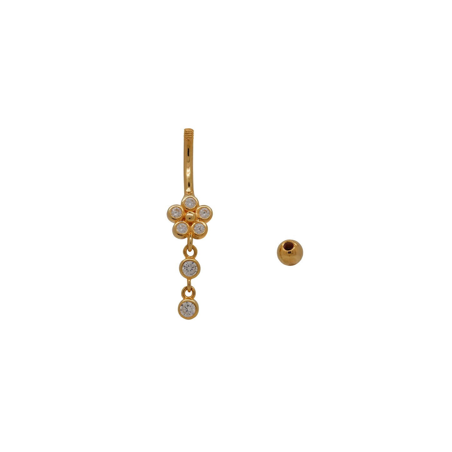 Gold Vermeil Flower Dangle Belly Ring