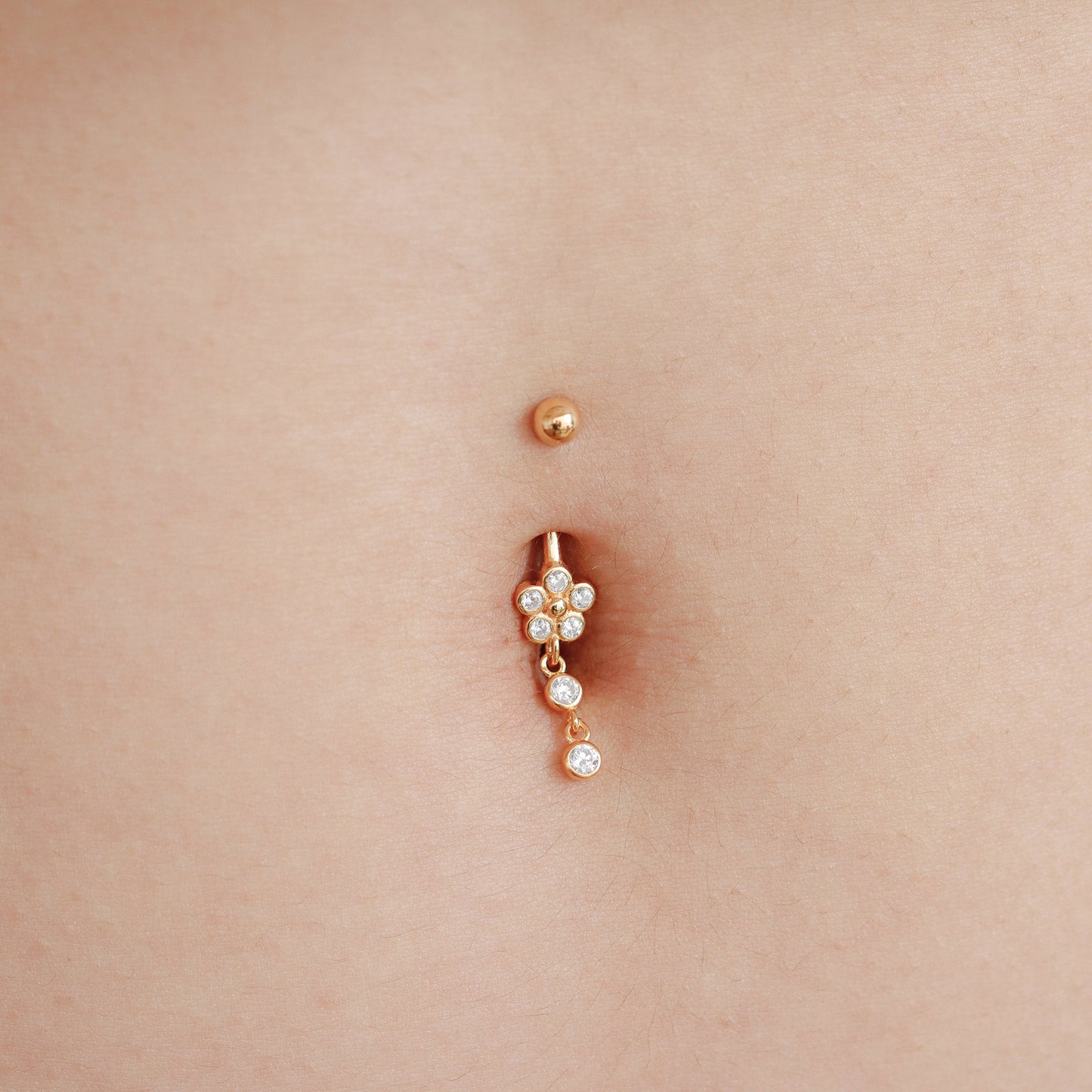 Gold Vermeil Flower Dangle Belly Ring