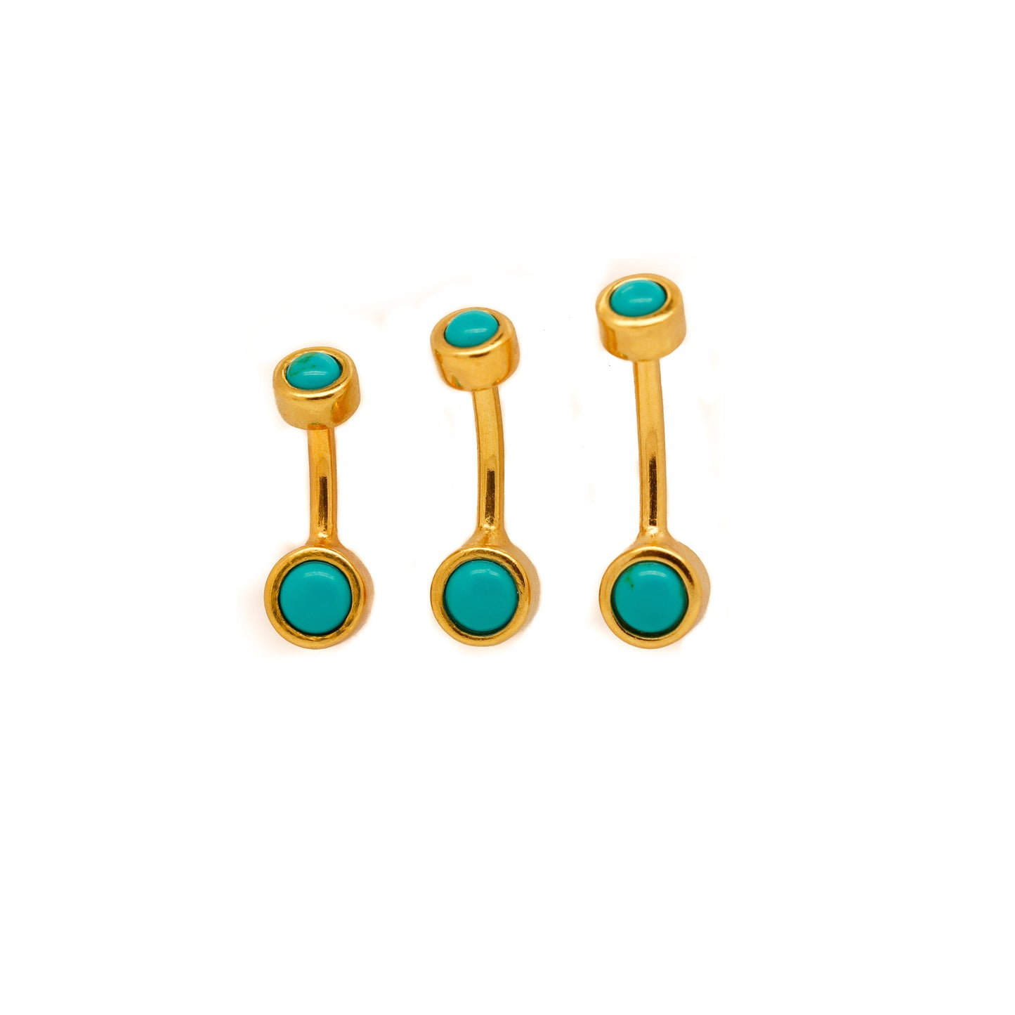 gold turquoise belly button ring