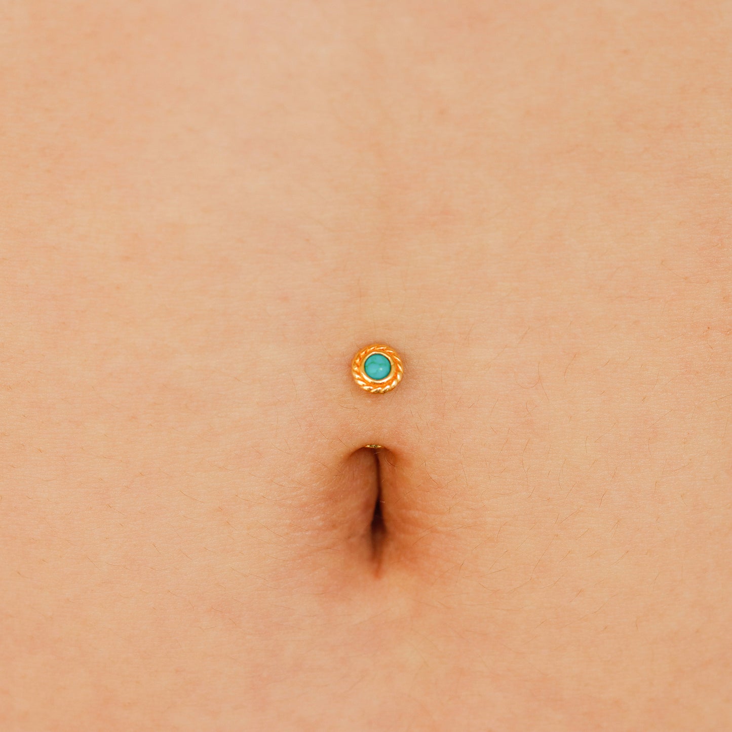 Gold Vermeil 14G Petite Sun Turquoise Floating Belly Ring