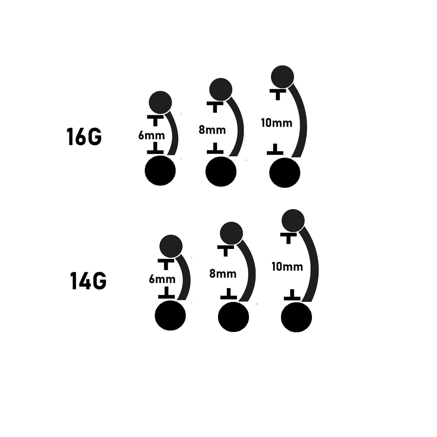 navel ring sizes