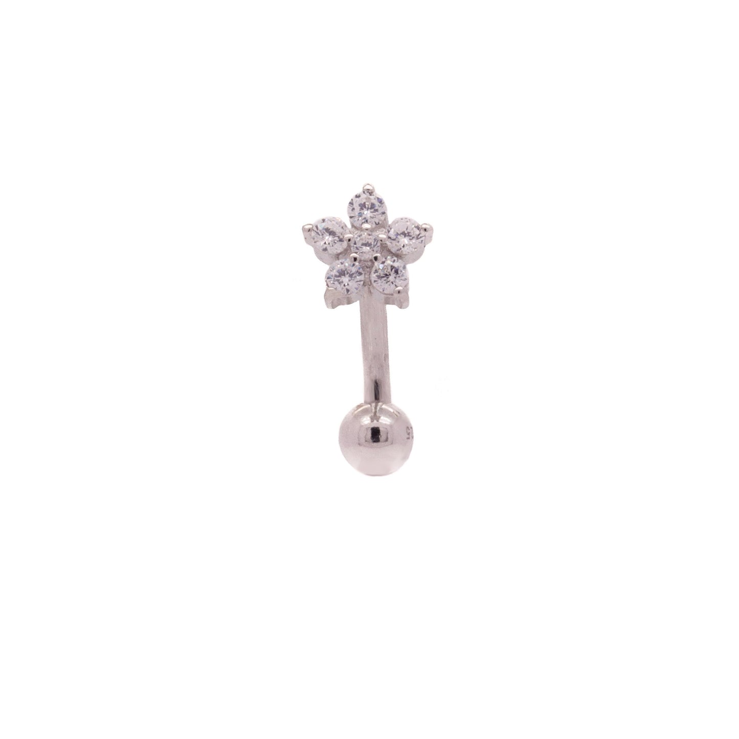 reverse silver belly button piercing
