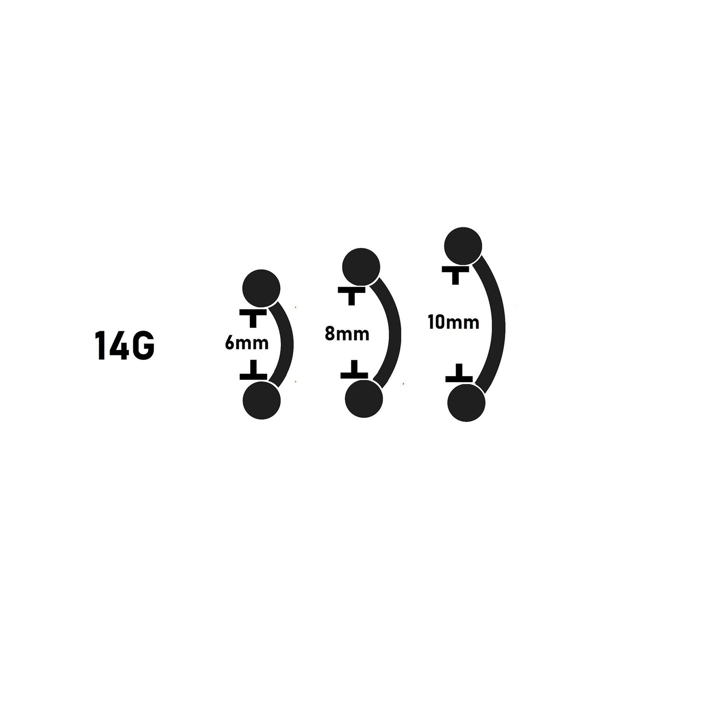 Solid 925 Silver | 16G 14G Black Petite Charm Dangle Reverse Belly Ring | 6mm 1/4" 8mm 5/16" 10mm 3/8" - Sturdy South