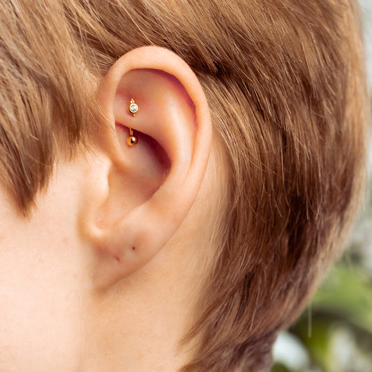 rook piercing gold cz