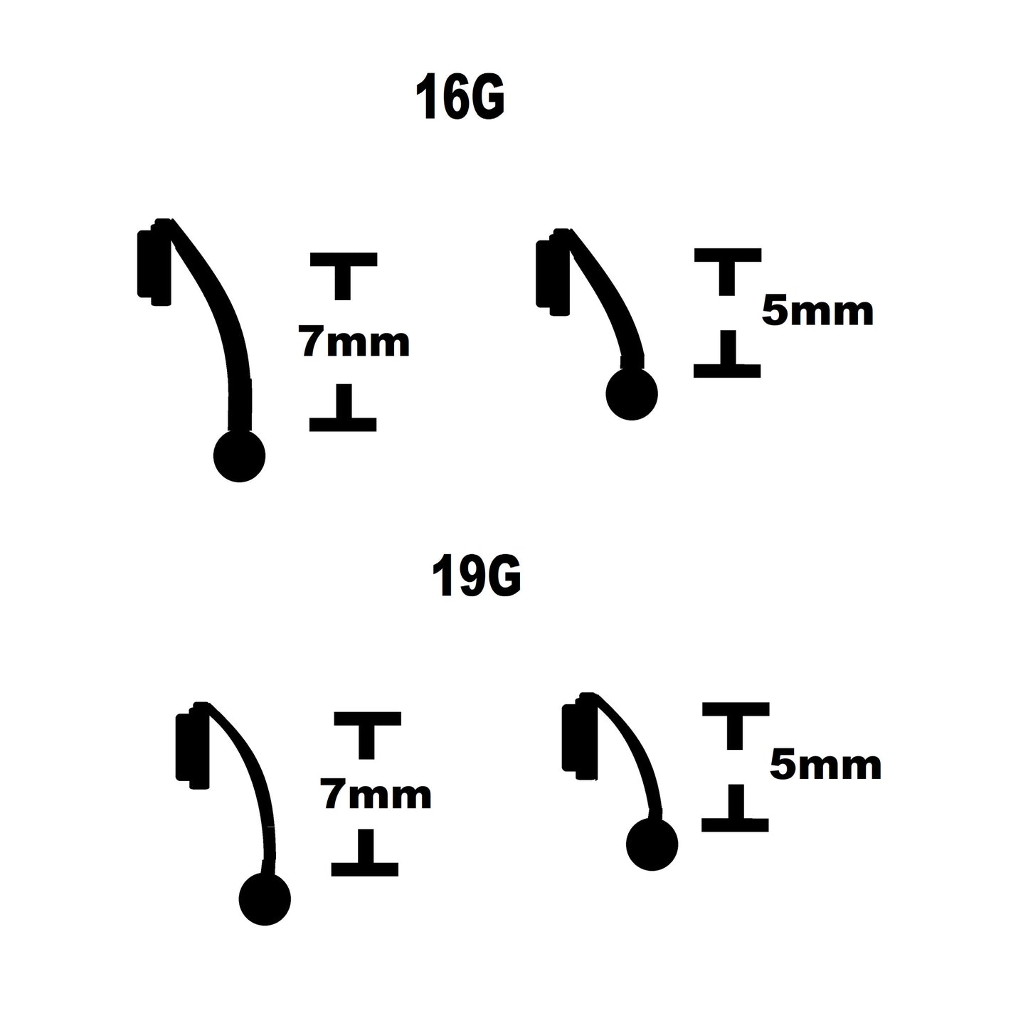 rook piercing sizes