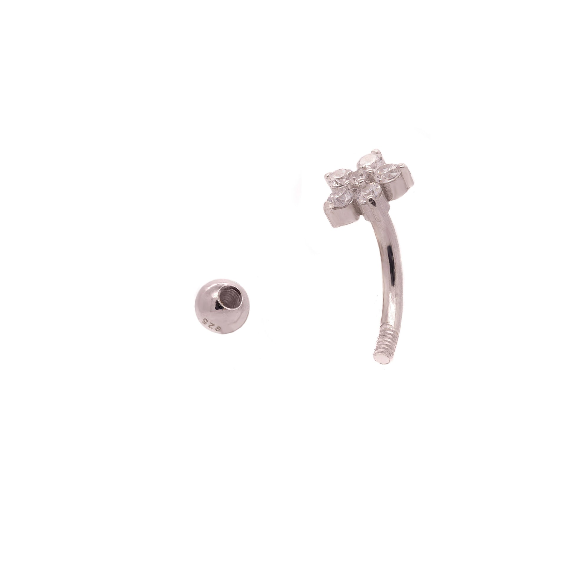 silver flower belly button ring