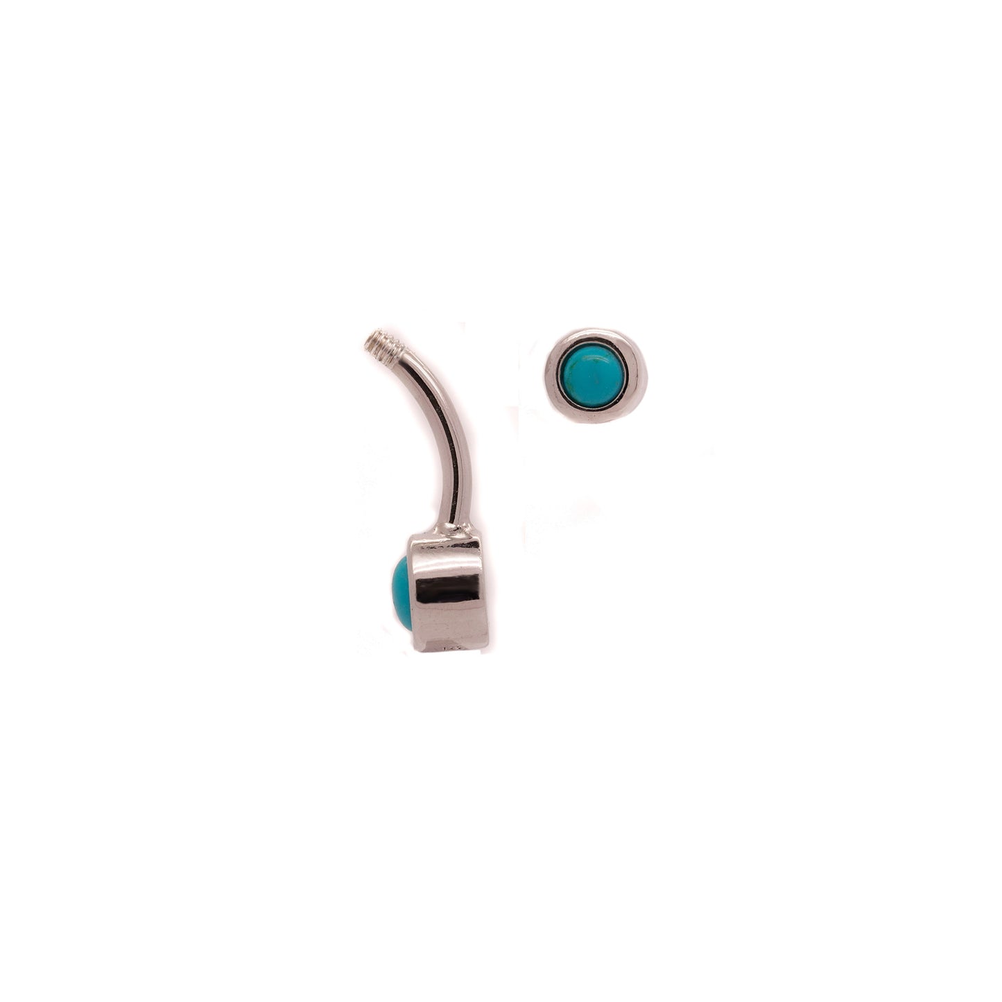 silver turquoise belly ring