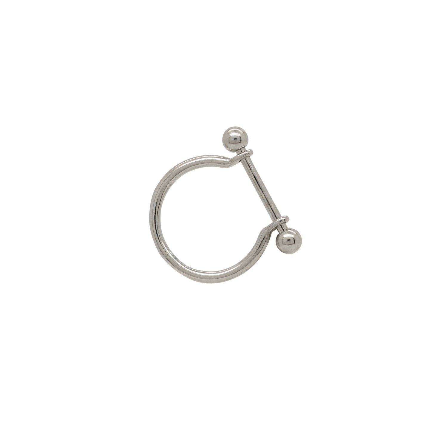 Silver earring on a white background