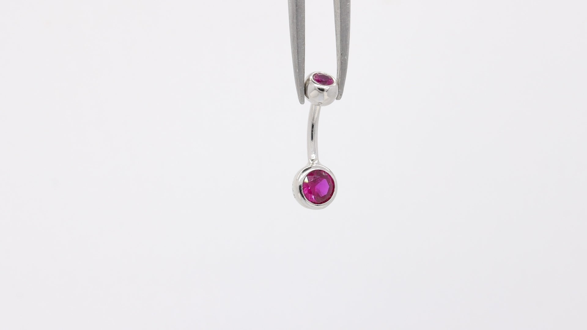 pink cz belly barbell
