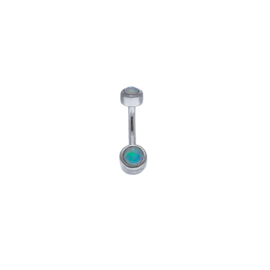 Solid 925 Silver | 14G Tiny Blue Kyocera Galaxy Opal Belly Ring | 6mm 1/4" 8mm 5/16" 10mm 3/8" - Sturdy South