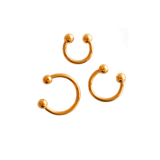 Vermeil | 925 Silver 24k Gold Coated 16G Circular Barbell | Septum | Nipple | Cartilage | Tragus | Daith | Eyebrow | 6mm 8mm 10mm - Sturdy South