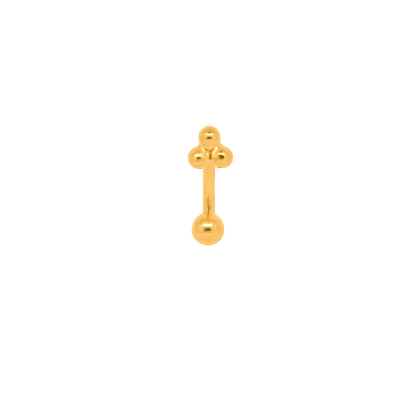 Vermeil | 24k Gold Coated 925 Silver 16G/20G Trinity Ball Rook Barbell | Snug | Eyebrow | Tragus | 5mm 7mm - Sturdy South