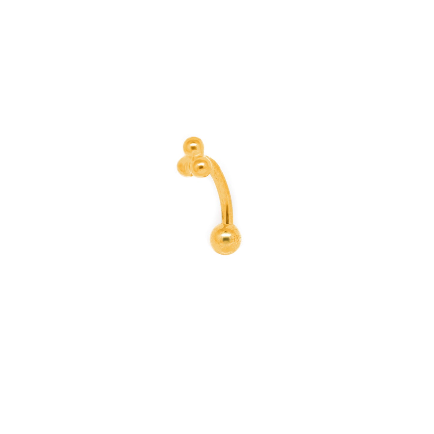 Vermeil | 24k Gold Coated 925 Silver 16G/20G Trinity Ball Rook Barbell | Snug | Eyebrow | Tragus | 5mm 7mm - Sturdy South