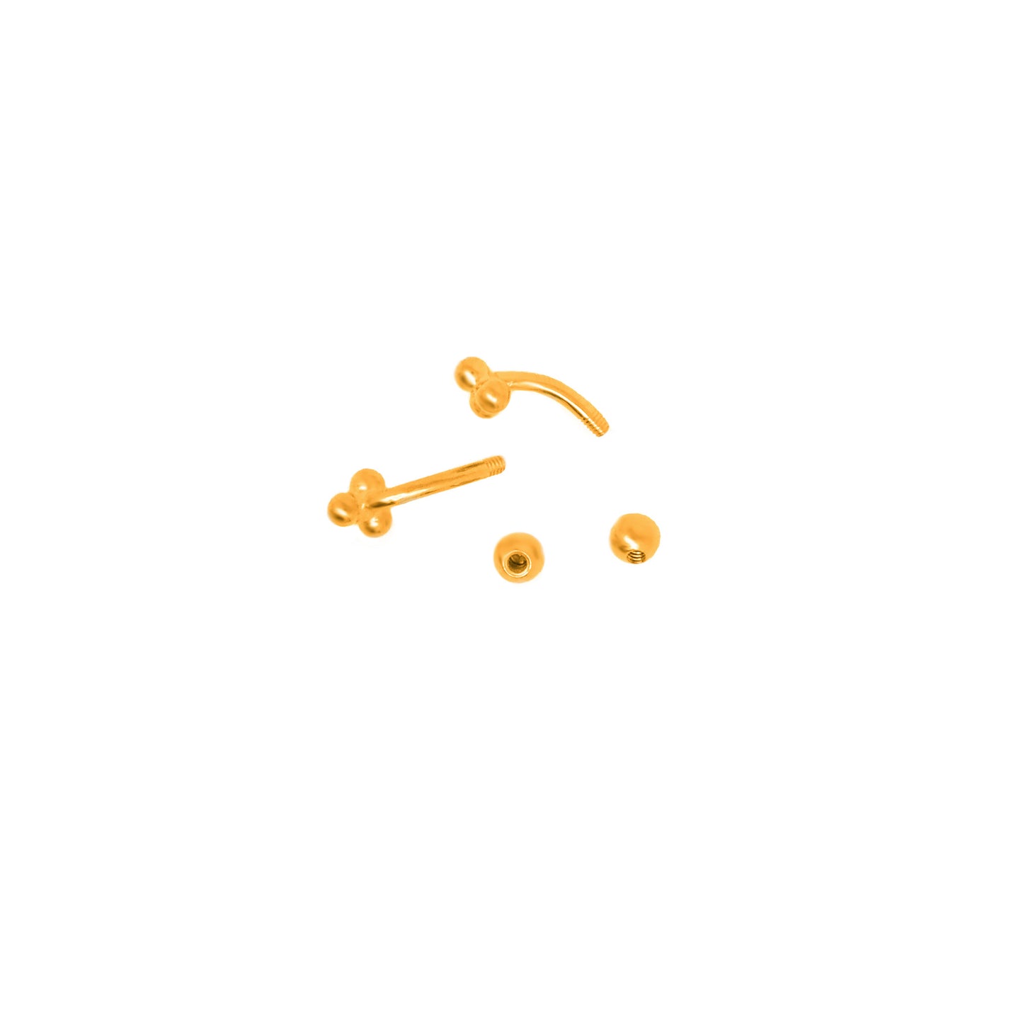 Vermeil | 24k Gold Coated 925 Silver 16G/20G Trinity Ball Rook Barbell | Snug | Eyebrow | Tragus | 5mm 7mm - Sturdy South