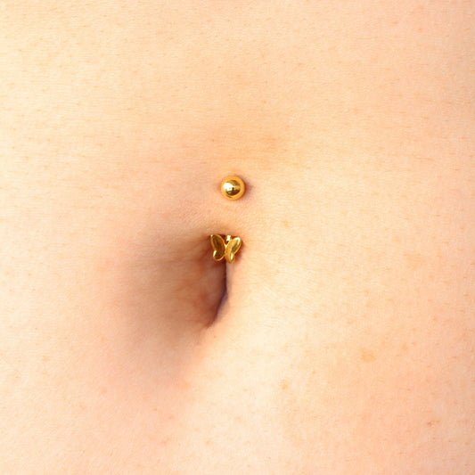 Vermeil | 24k Gold Coated 925 Silver 16G/14G Petite Butterfly Belly Ring | 6mm 1/4" 8mm 5/16" 10mm 3/8" - Sturdy South