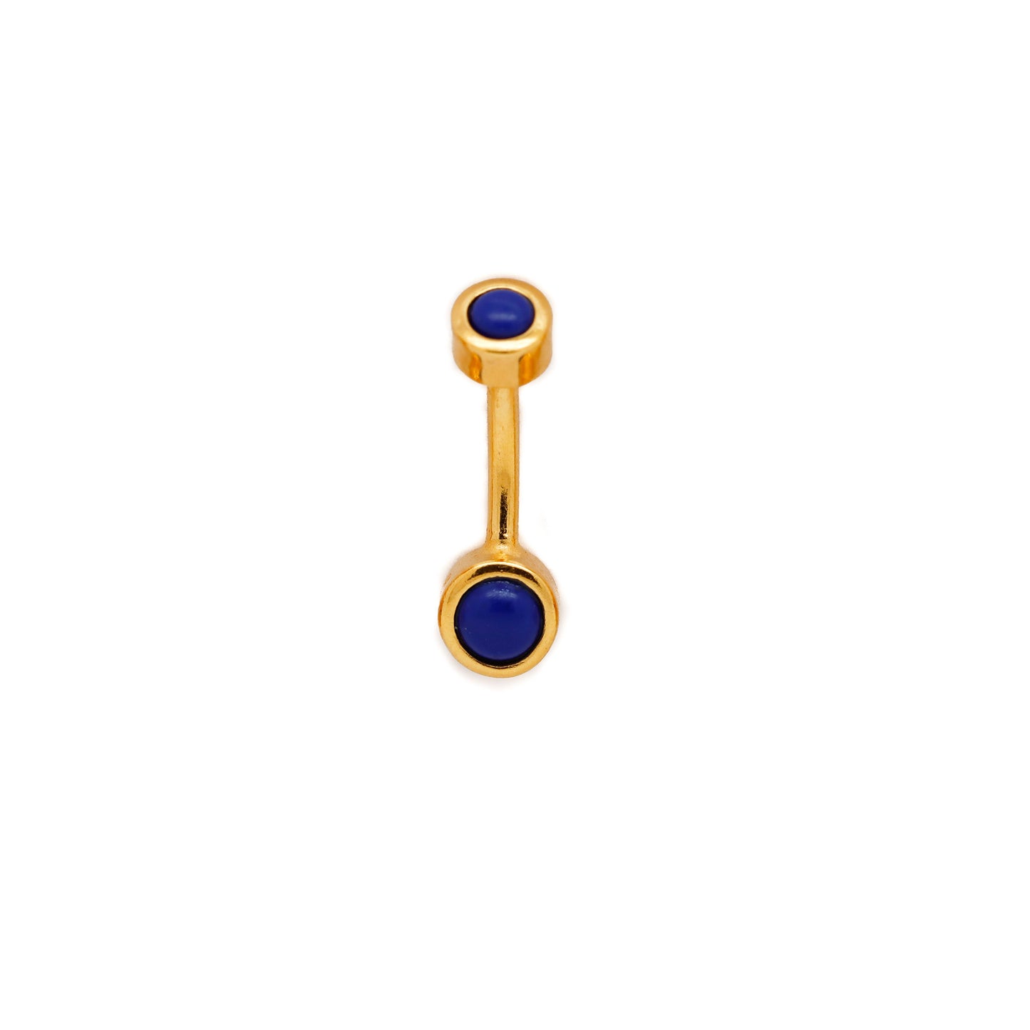 Vermeil | 24k Gold Coated 925 Silver 14G Tiny Lapis Lazuli Belly Ring | 6mm 1/4" 8mm 5/16" 10mm 3/8" - Sturdy South