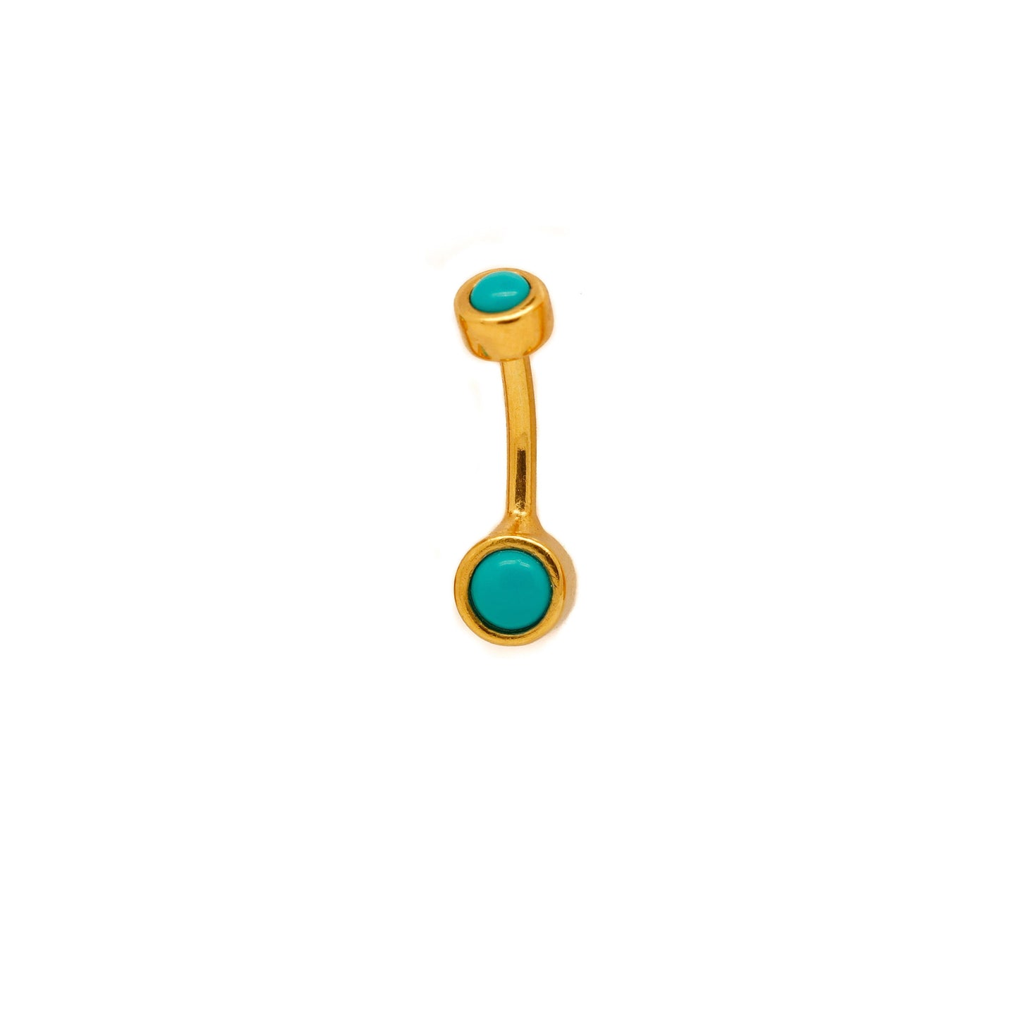 Vermeil | 24k Gold Coated 925 Silver 14G Tiny Blue Turquoise Belly Ring | 6mm 1/4" 8mm 5/16" 10mm 3/8" - Sturdy South