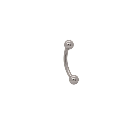 Silver curved barbell on a white background