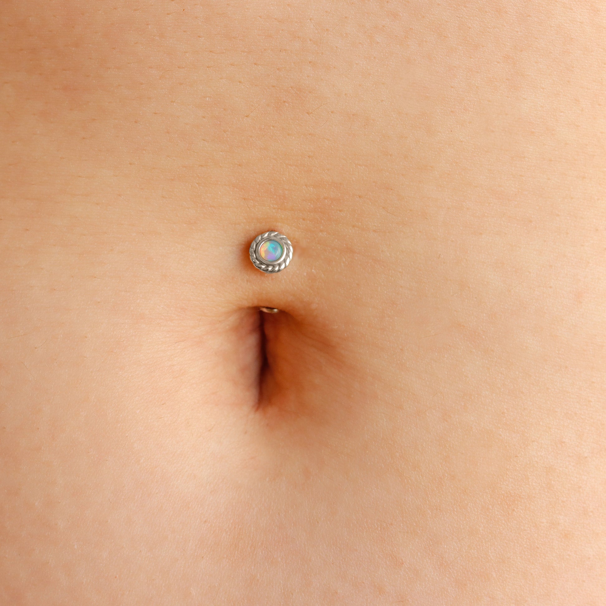 925 silver opal floating belly button ring