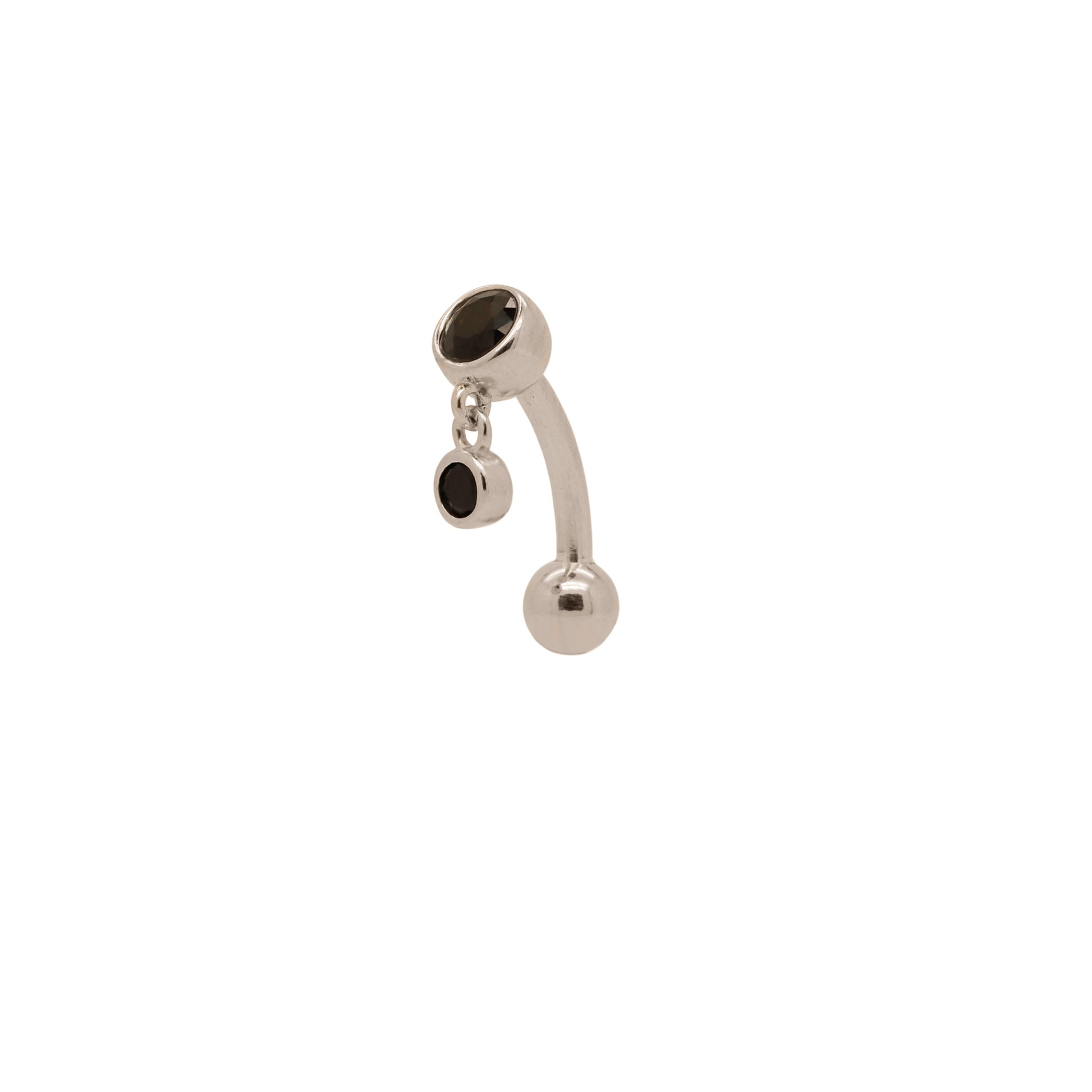 Solid 925 Silver | 16G 14G Black Petite Charm Dangle Reverse Belly Ring | 6mm 1/4" 8mm 5/16" 10mm 3/8" - Sturdy South