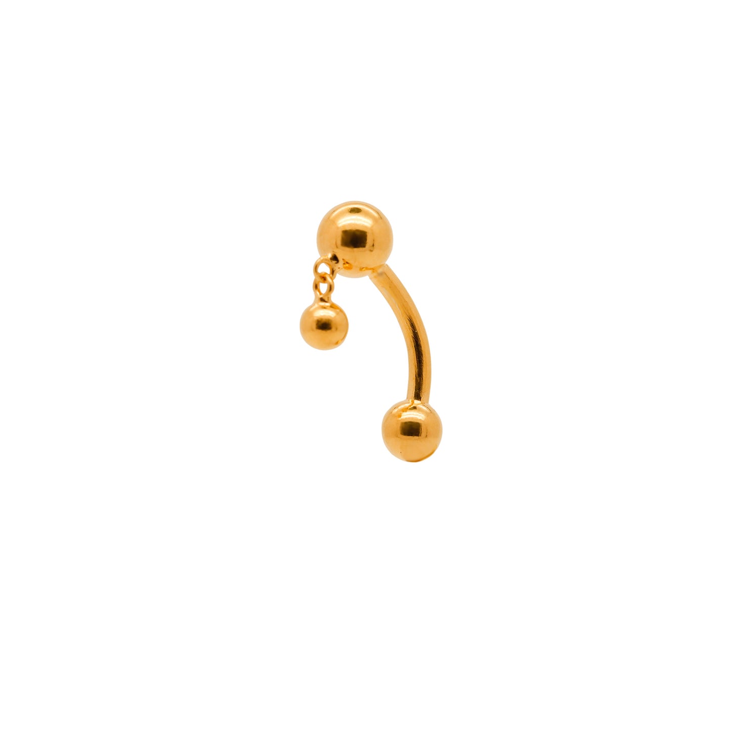 Vermeil | 925 Silver 24k Gold Coated 14G Petite Ball Dangle Reverse Belly Ring | 6mm 1/4" 8mm 5/16" 10mm 3/8" - Sturdy South