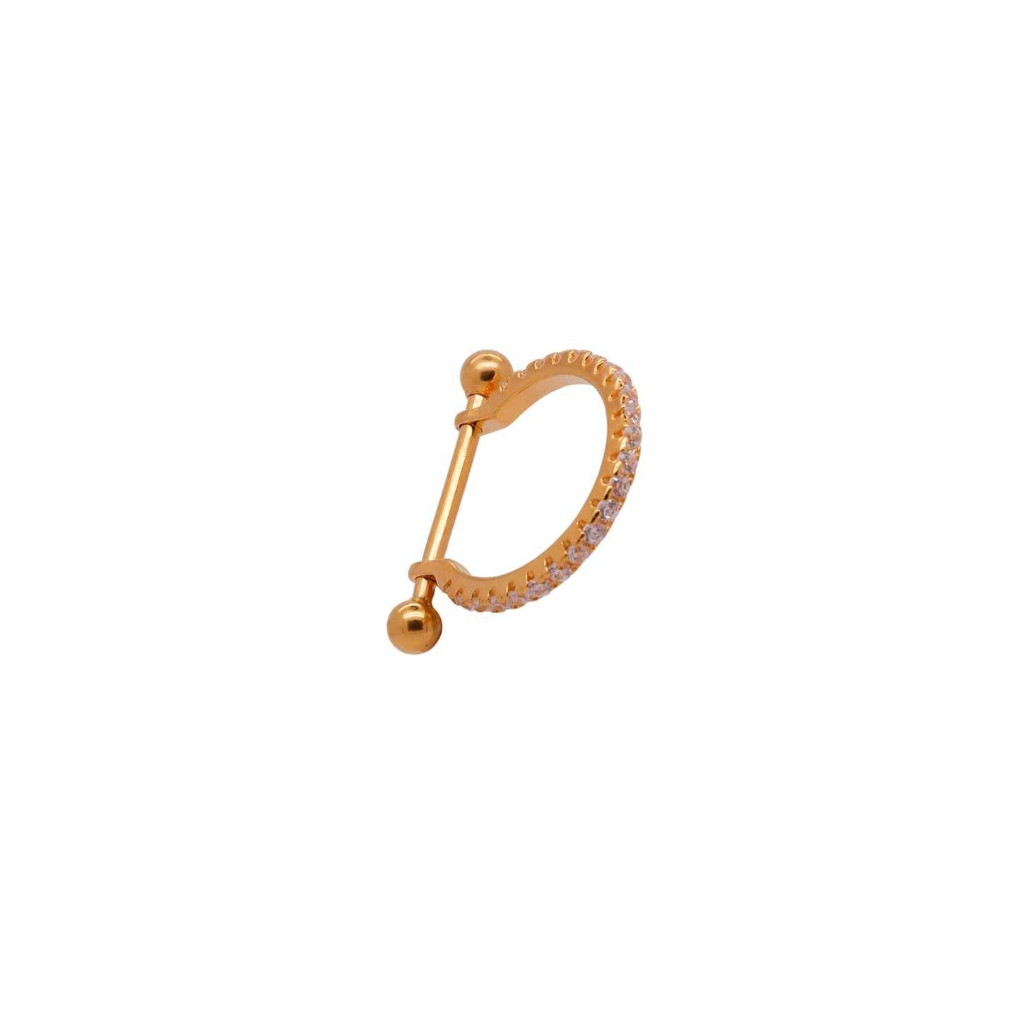Vermeil | 925 Silver 24k Gold Coated 16G/18G CZ Eternity Band Conch Hoop Earring | Cartilage | Lobe | Conch | 10mm 12mm - Sturdy South