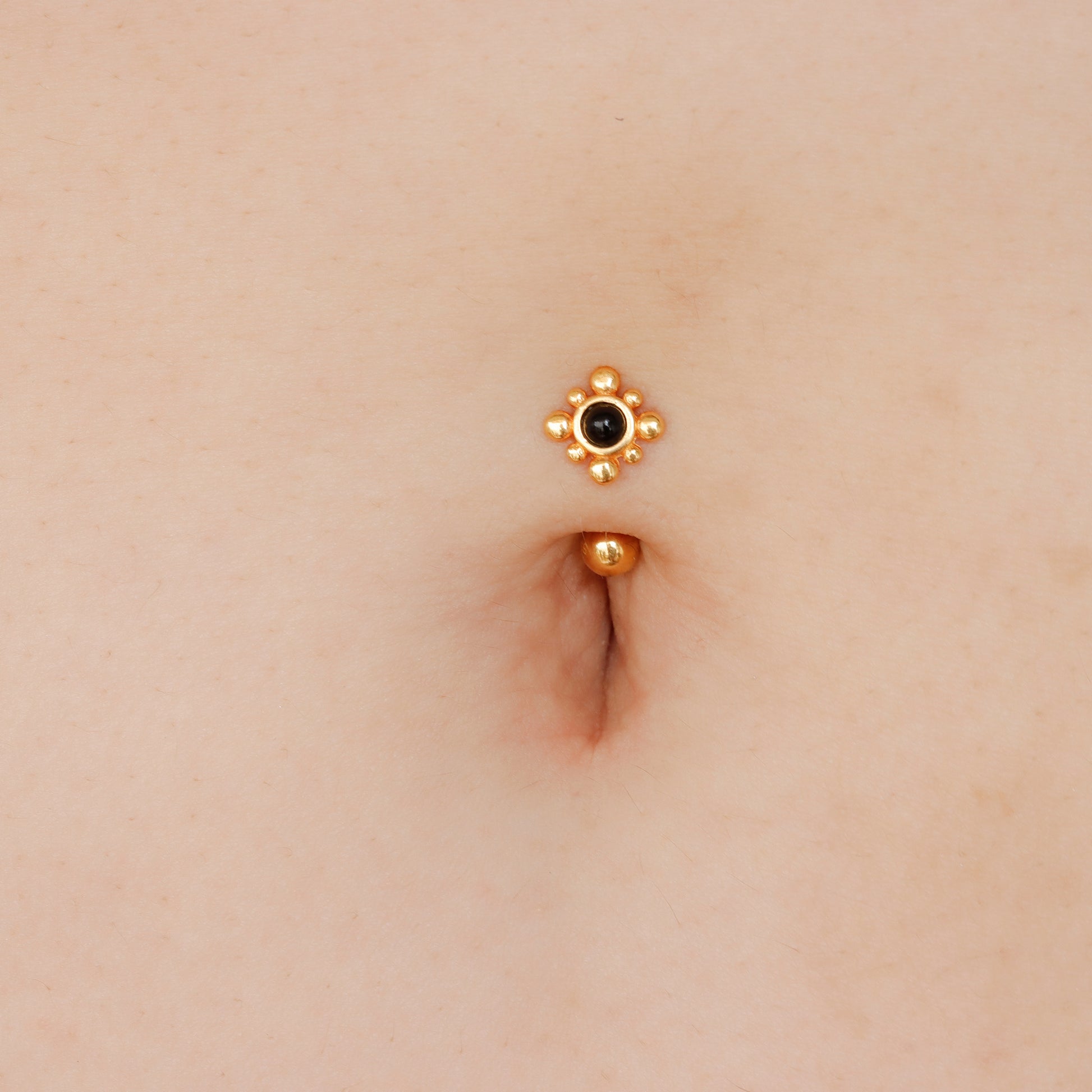 Vermeil | 925 Silver 24k Gold Coated 14G Black Petite Sun Reverse Belly Ring | 6mm 1/4" 8mm 5/16" 10mm 3/8" - Sturdy South