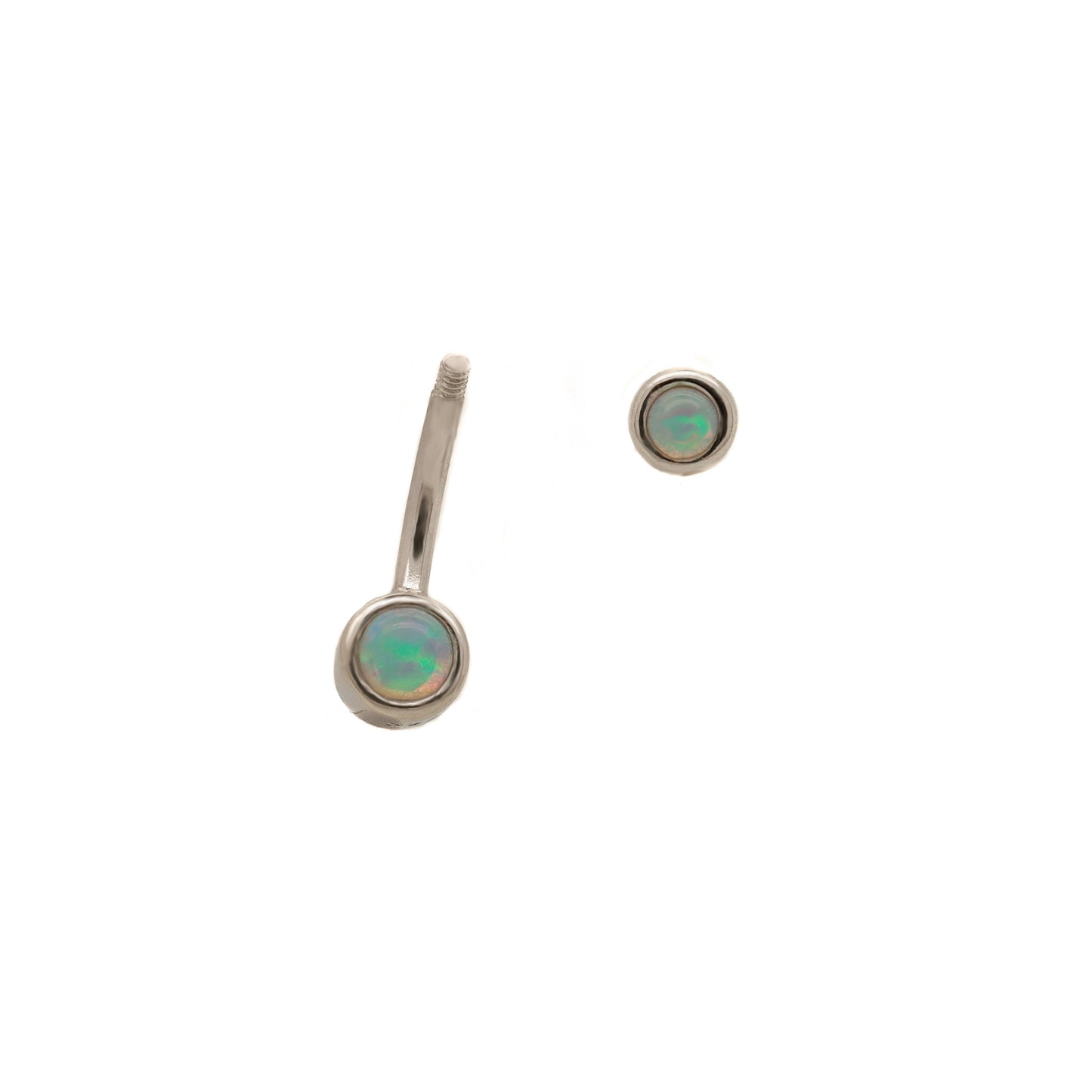 belly button rings silver opal