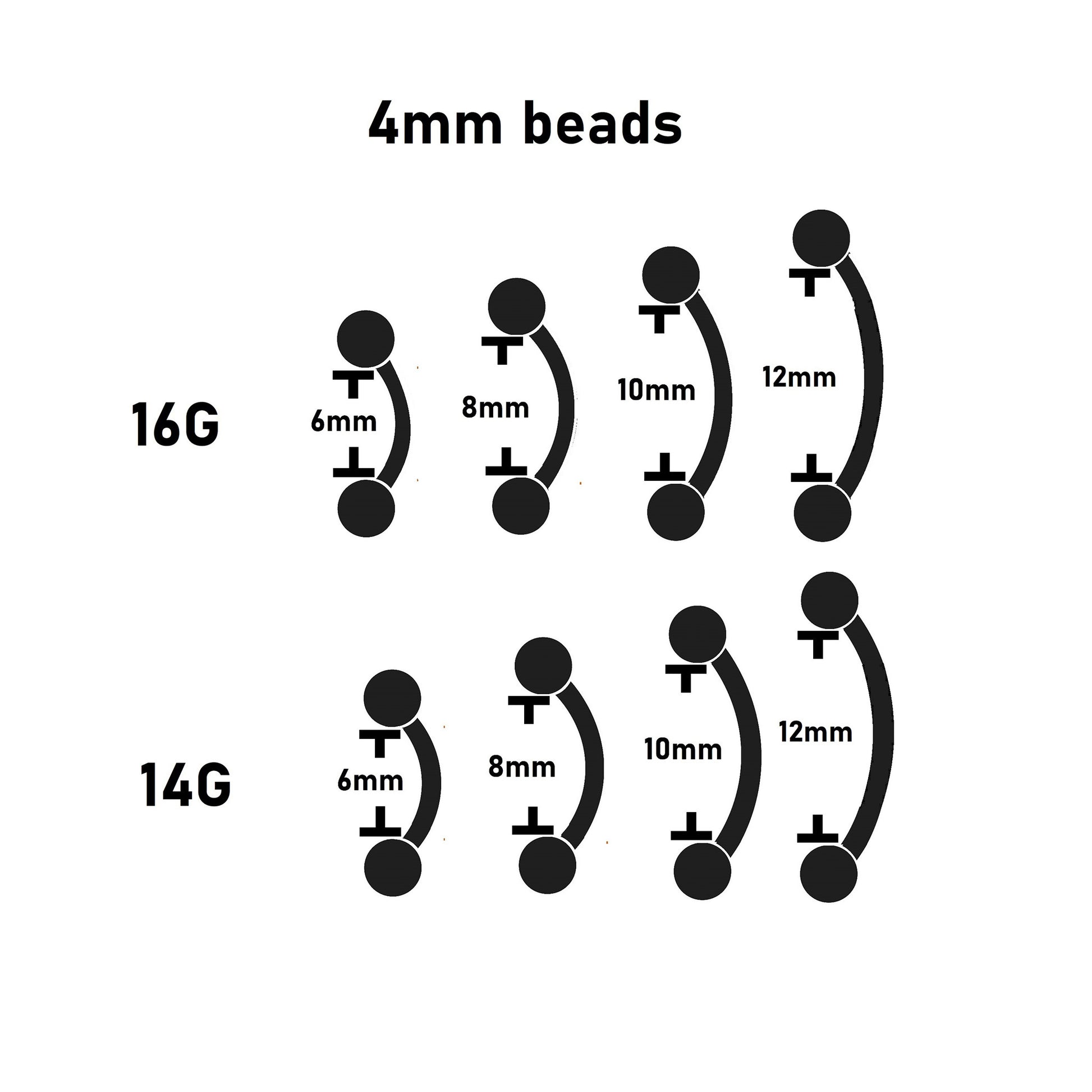 belly button ring sizes