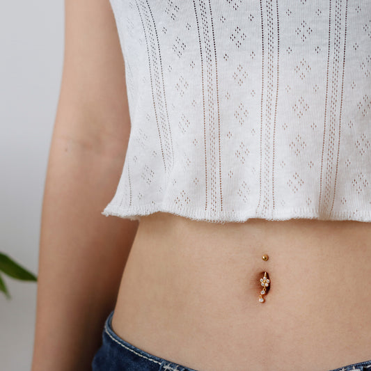 Gold Vermeil Flower Dangle Belly Ring