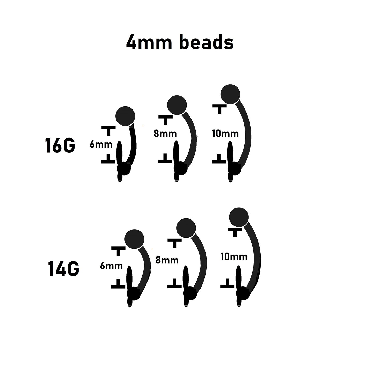 butterfly belly ring sizes