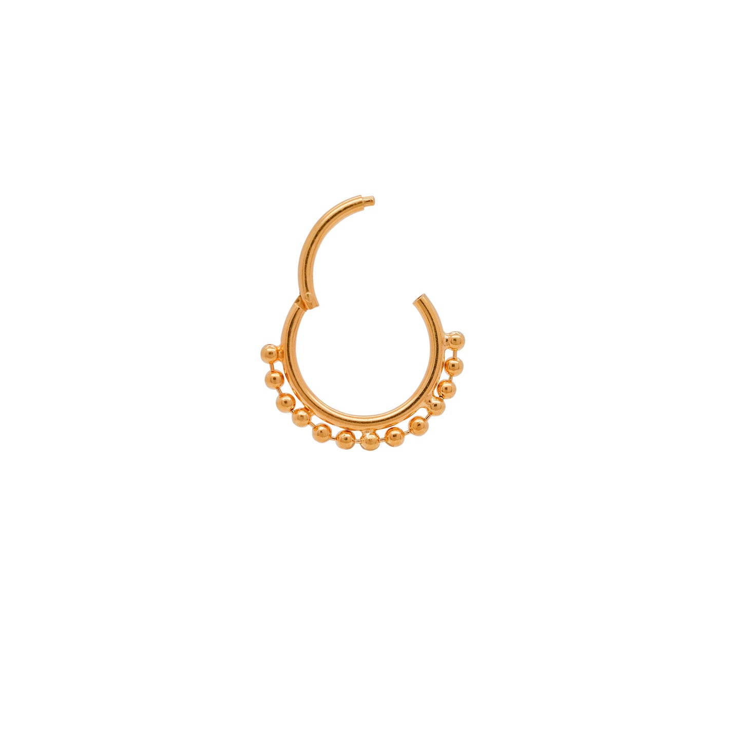 Gold Vermeil 16G Tribal Beaded Hinged Hoop Segment Ring 8mm 10mm