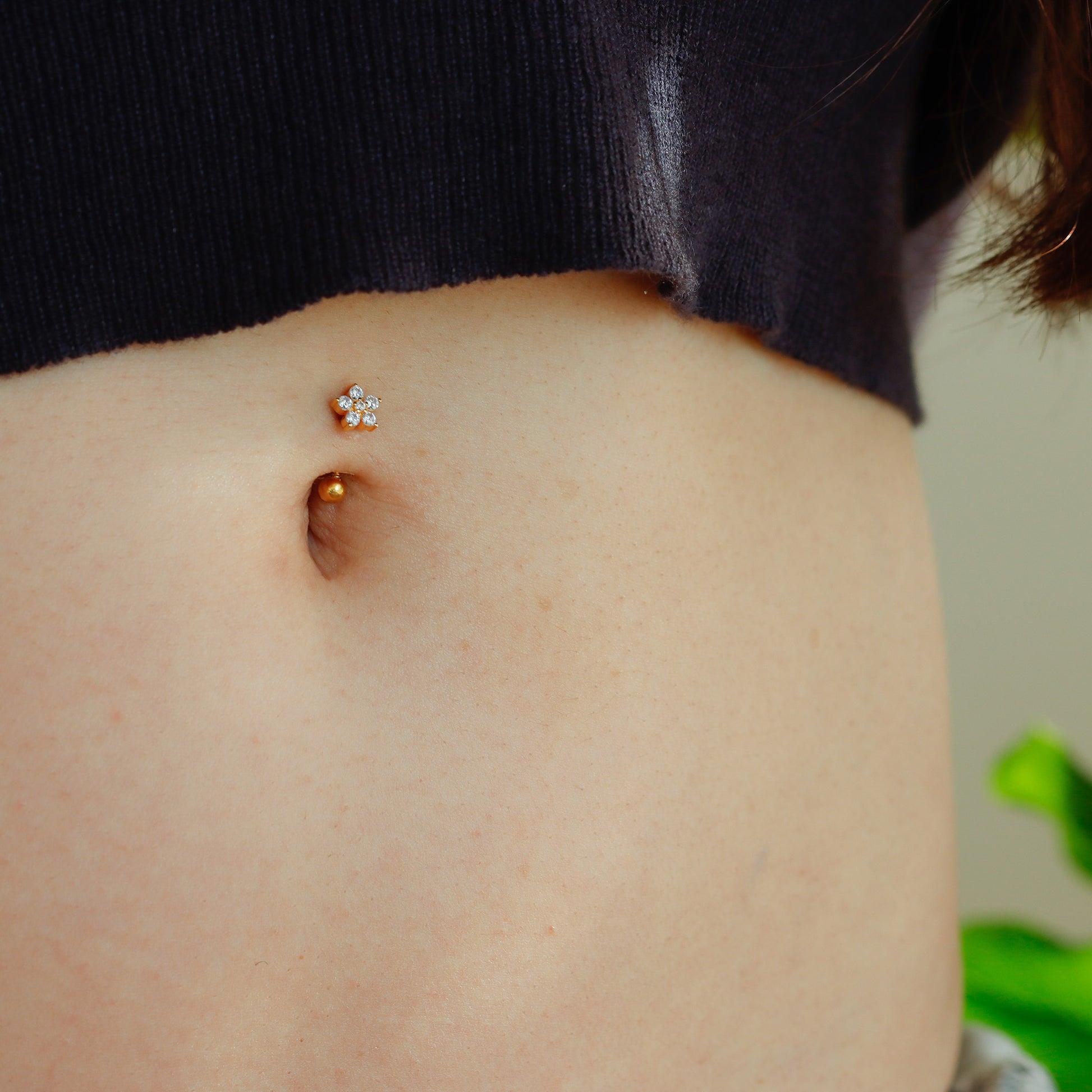 dainty flower belly ring