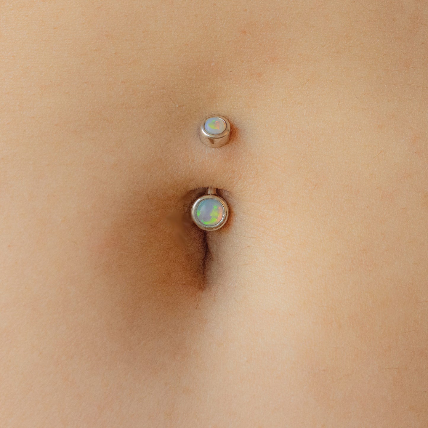 dainty opal belly button ring