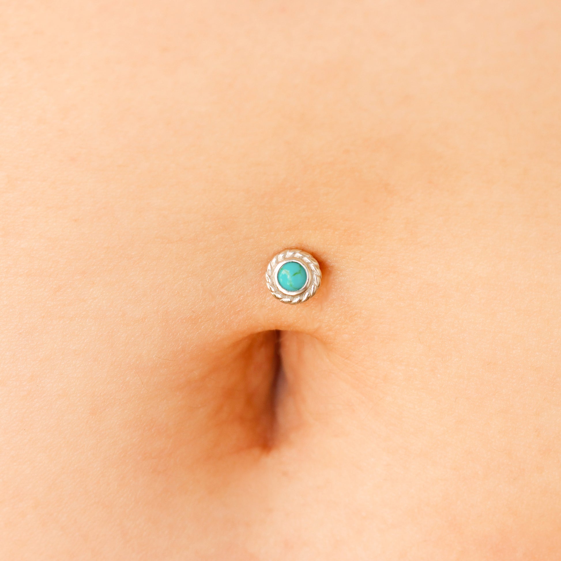 dainty sun turquoise floating belly ring