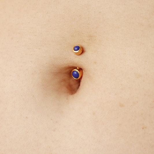 gold blue belly ring