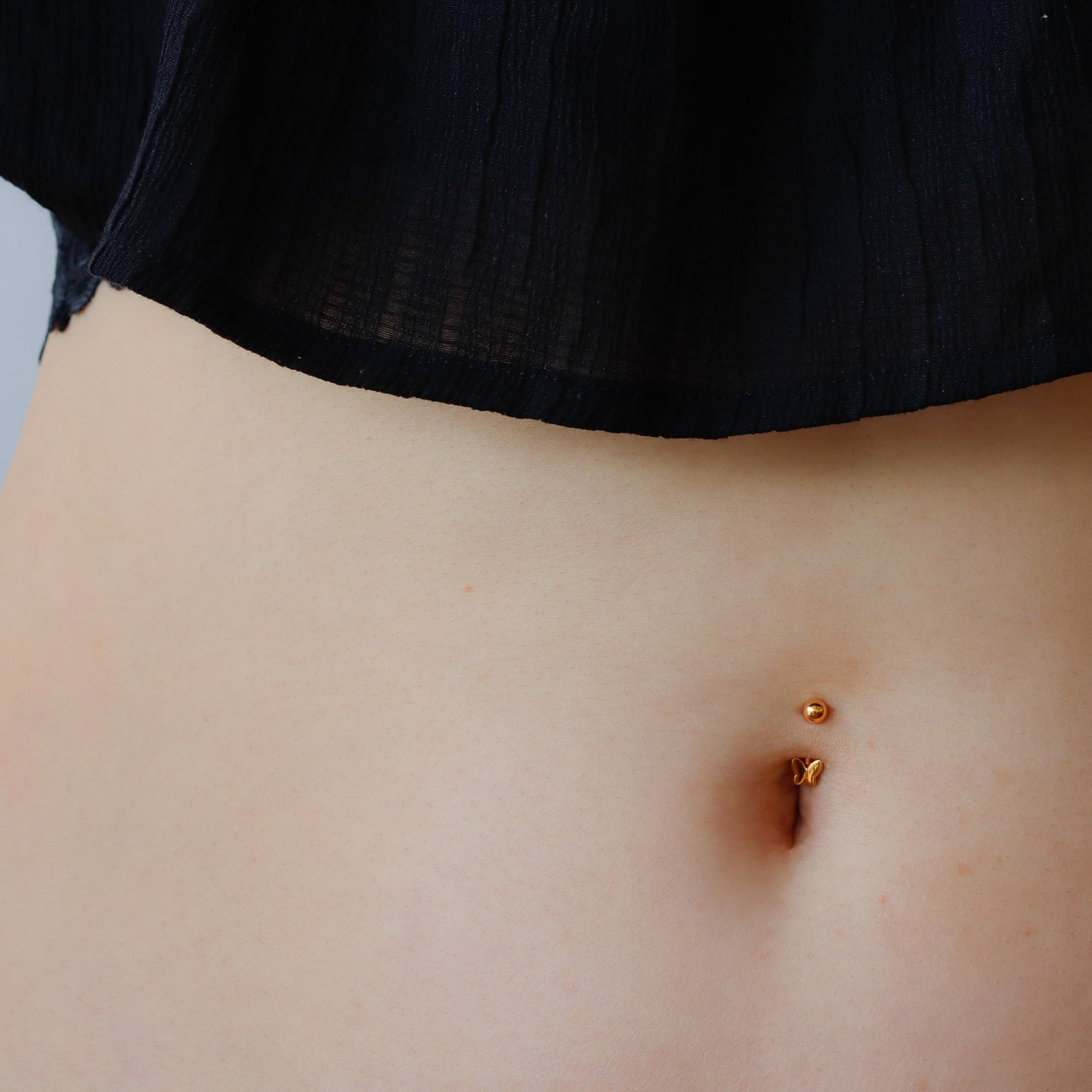 gold butterfly belly ring