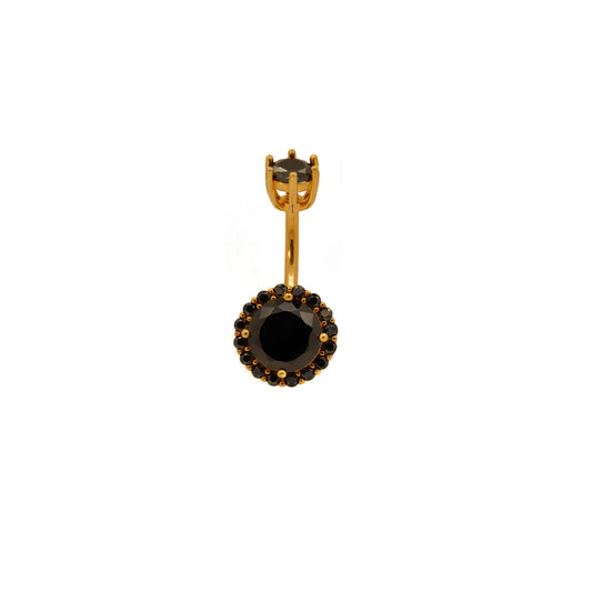 Gold Vermeil Black Zirconia Halo Belly Button Ring