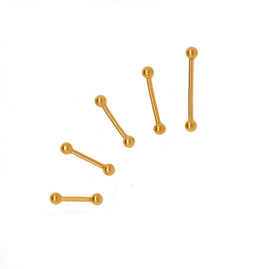 Gold Vermeil 16G 3mm Ball Straight Barbell