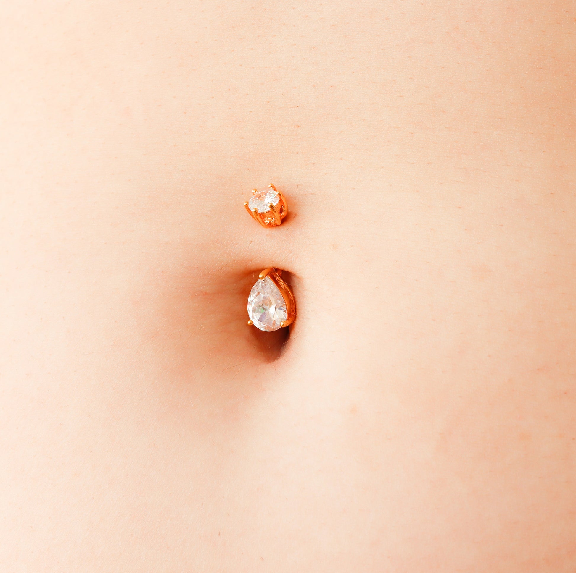 gold teardrop belly button ring