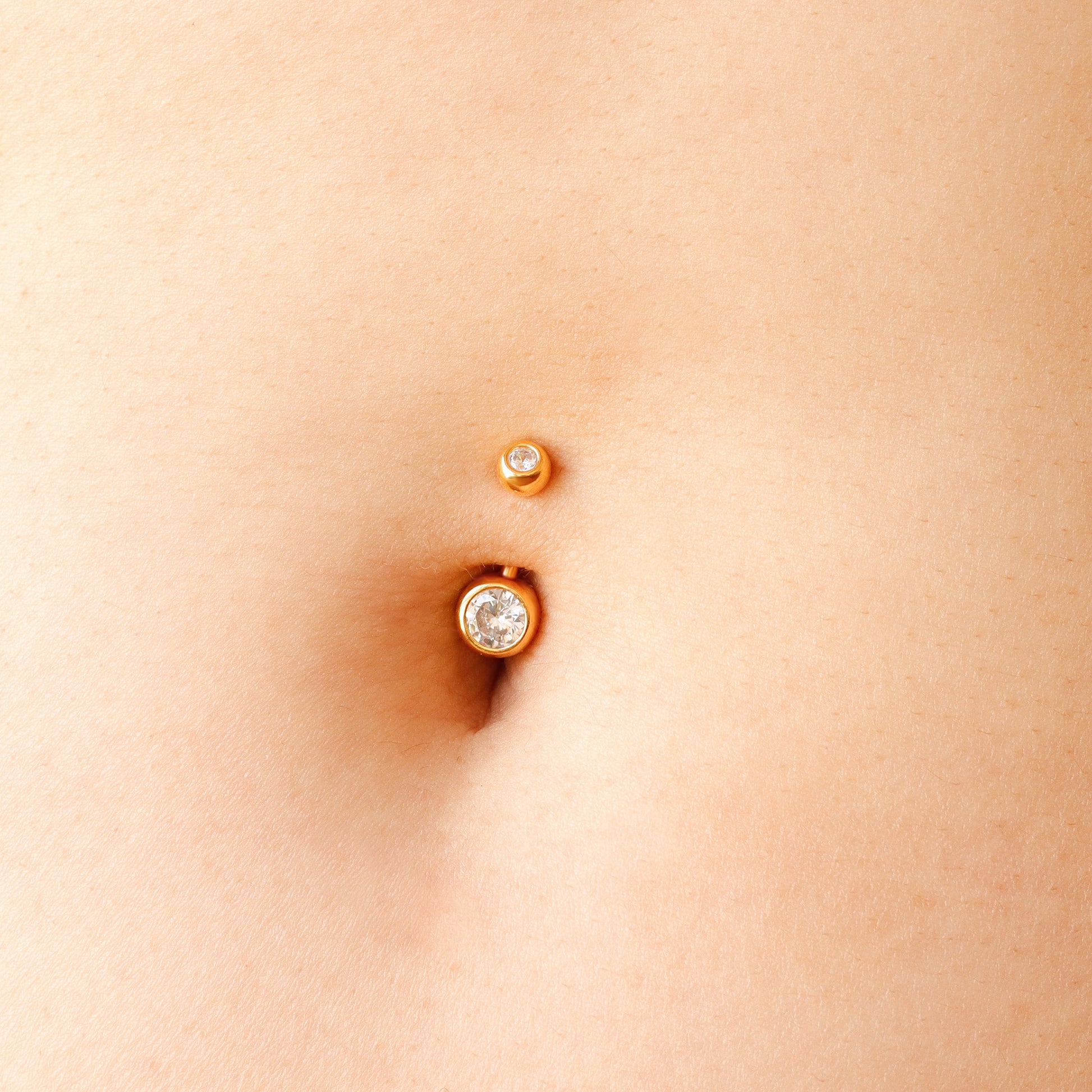 gold vermeil double jeweled belly button ring