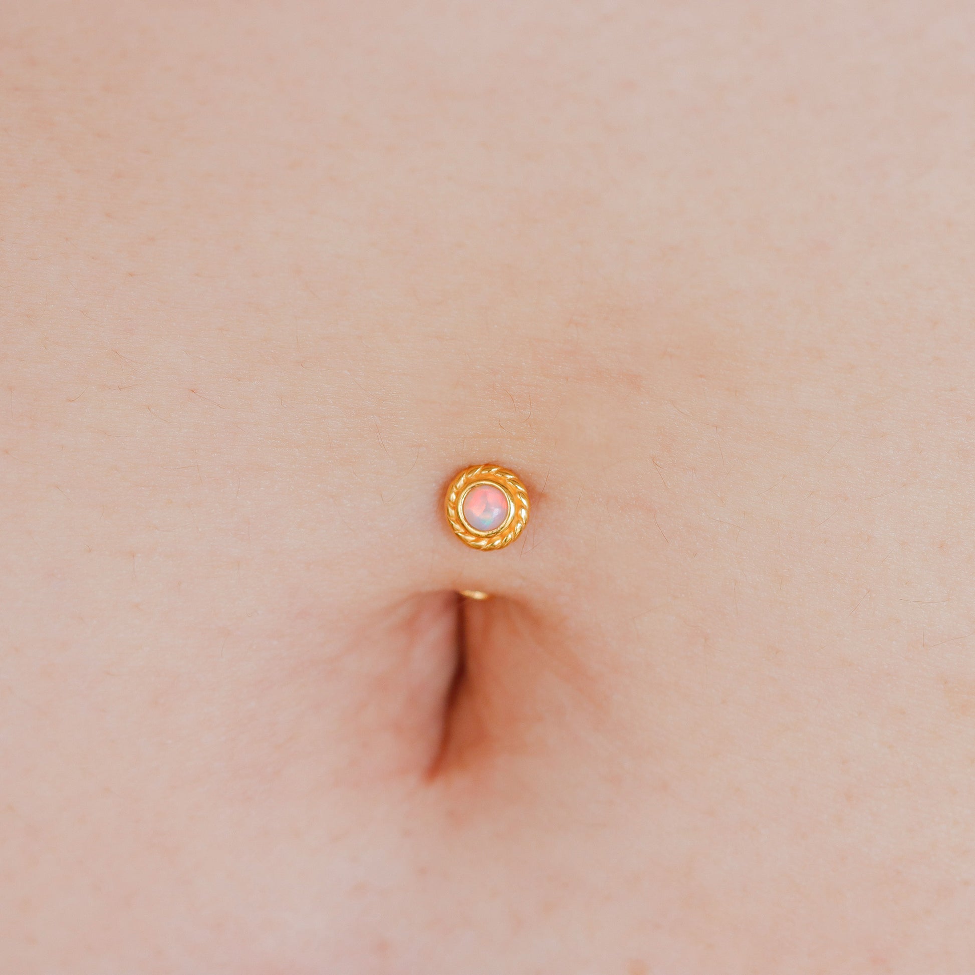 Stomach Opal Navel Jewelry 24k Vermeil Dainty Sun Pink Opal