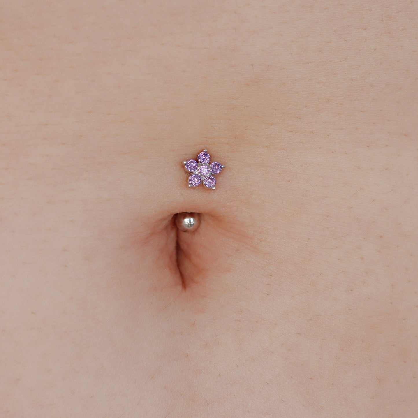 purple dainty belly button ring