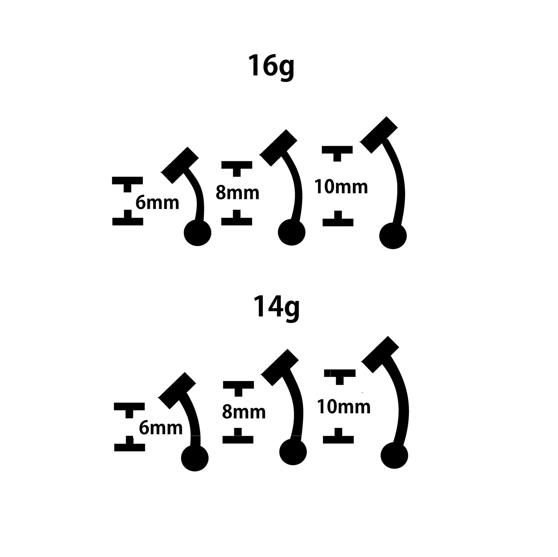 reverse belly ring sizes